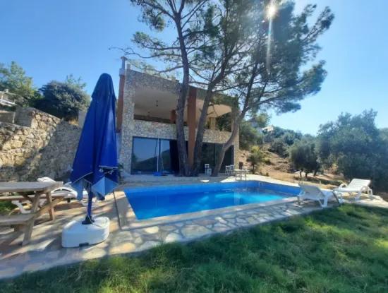 Muğla Dalyan Gökbelde Sea View, Swimming Pool, 1800 M2 Land 2 1 Furnished Stone House For Sale