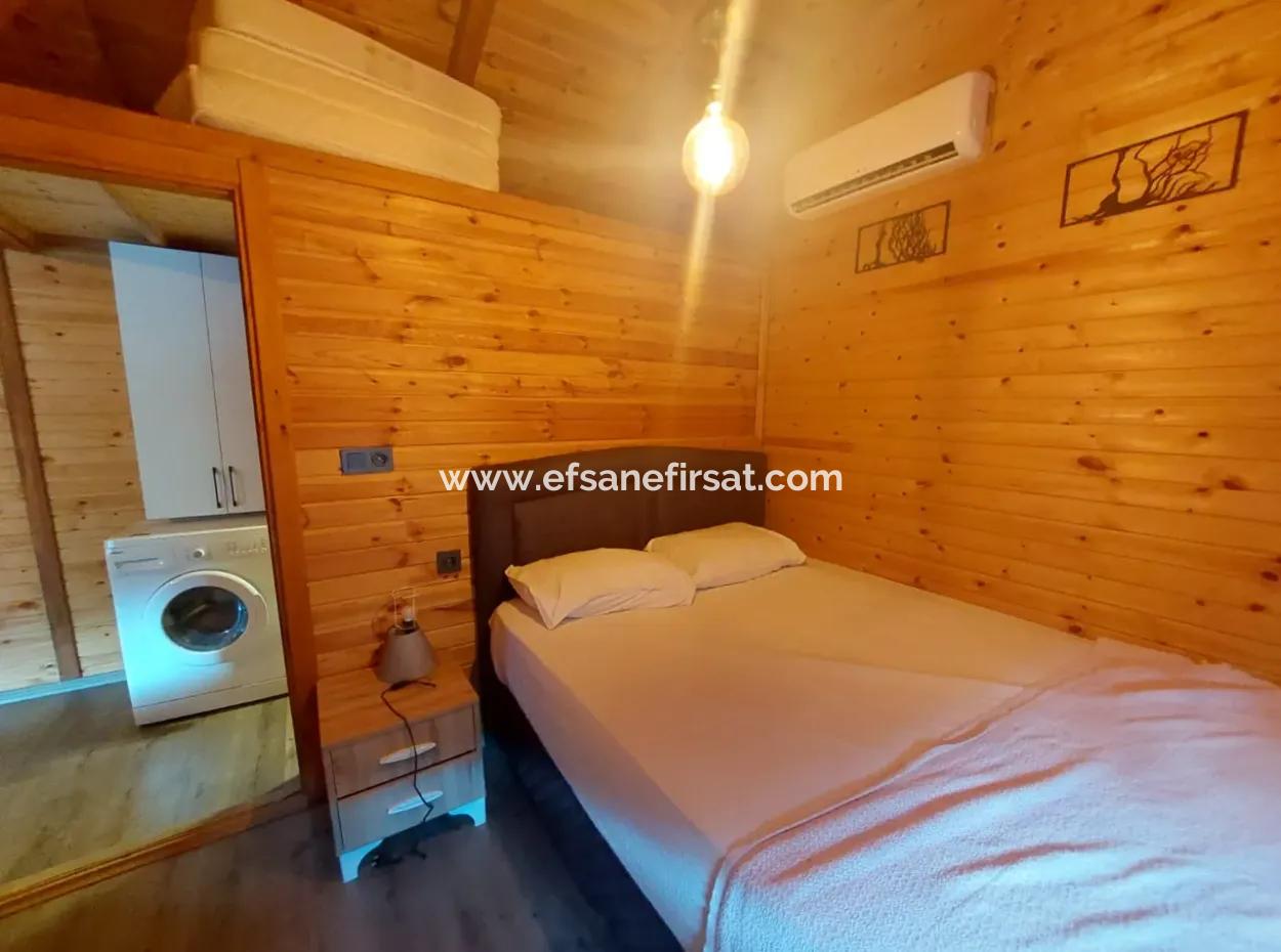 Muğla Ortaca Gökbel  Doga İçinde  Yüzme Havuzlu 1+1 Ahşap Eşyalı Bungalov Kiralık
